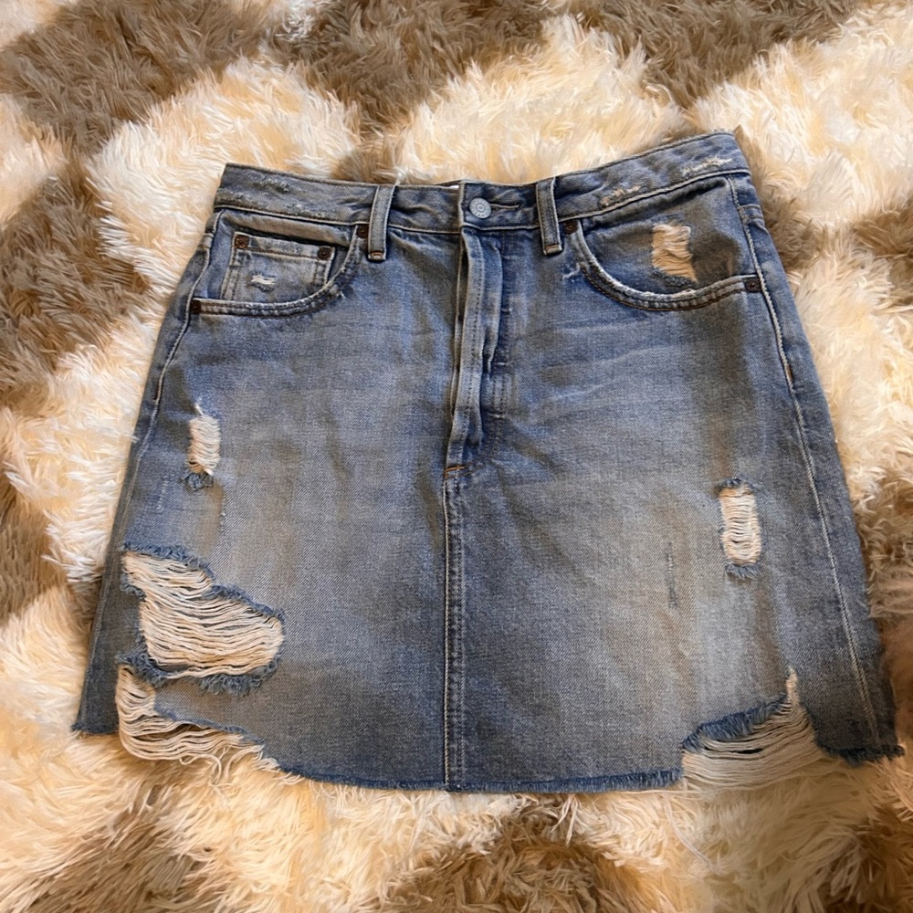 Boyish Denim Distressed Mini Skirt